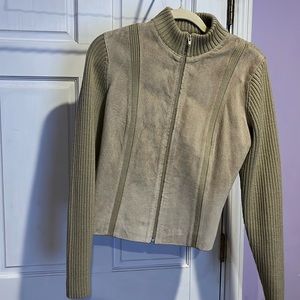 Revue Beige suede front sweater jacket